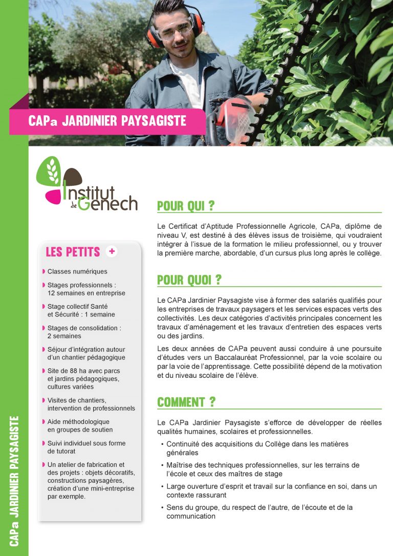 CAPa Jardinier Paysagiste(scolaire) CAPa Jardinier Paysagiste(scolaire)